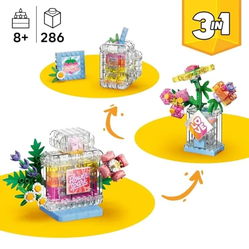 LEGO ▫️ Creator 3 em 1 Frasco Decorativo de Perfume Floral de Brinquedo - Modelo Transformável em Vaso para Flores ou Bebida - Decoração para o Quarto - Presente para Meninas e Meninos a partir dos 8 anos - 31383 3