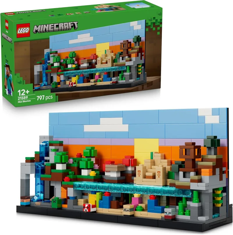 Brinquedo LEGO Minecraft Minibiomats - Decoração de Quarto de Adolescente - Modelo 3D com 5 Micro Figuras - Prenda de Gamer para Rapazes, Raparigas e Adolescentes Fãs de Videojogos 12+ - 21589