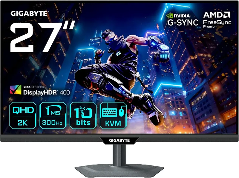 Gigabyte Technology ▫️ Monitor de jogos GIGABYTE M27Q3 de 27" QHD - 2560 x 1440, 170 Hz, 1 ms, 400 cd/m², FreeSync Premium, Display HDR400, HDMI 2.0, DisplayPort 1.4