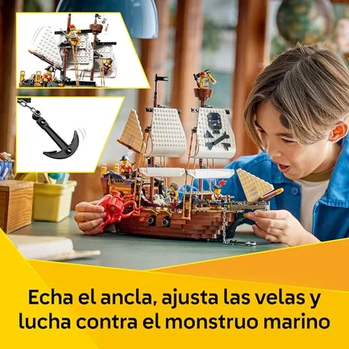 LEGO ▫️ Creator 3 em 1: Barco Pirata Clássico – Maquete transformável em castelo ou em dois barcos gémeos – Decoração para o quarto – Presente de aniversário para meninos e meninas a partir dos 9 anos – 31387 4