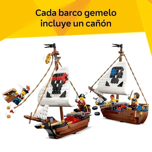 LEGO ▫️ Creator 3 em 1: Barco Pirata Clássico – Maquete transformável em castelo ou em dois barcos gémeos – Decoração para o quarto – Presente de aniversário para meninos e meninas a partir dos 9 anos – 31387 5