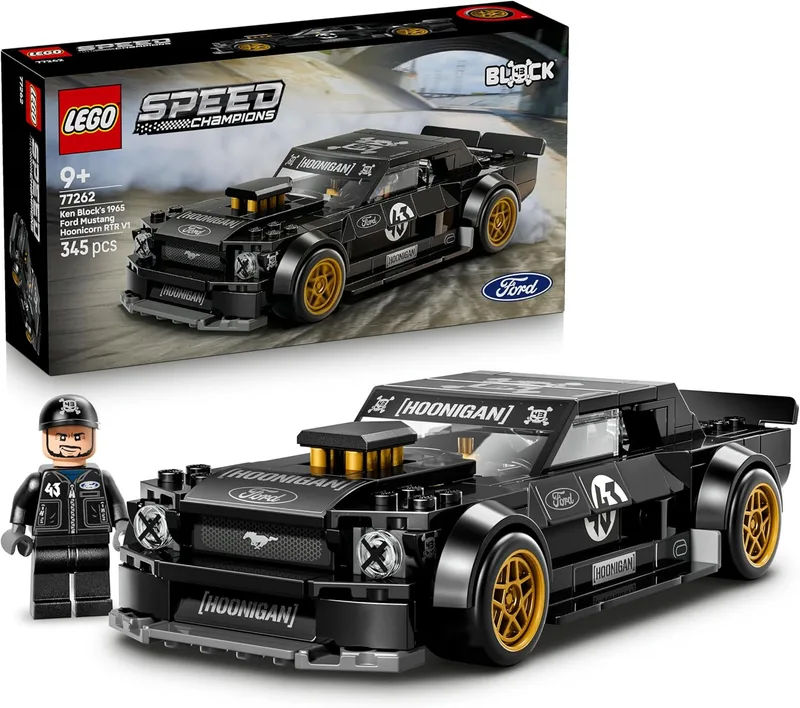 LEGO ▫️ Speed Champions 65 Ford Mustang Hoonicorn V1 de Ken Block - Modelo de carro de corrida de brincar com minifigura colecionável - Presente STEM para crianças a partir dos 9 anos - 77262