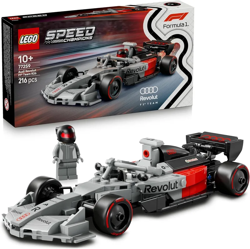 LEGO ▫️ Speed Champions Carro de Corrida Audi Revolut F1 Team R26 - Modelo de carro de brincar com minifigura de piloto - Presente para crianças a partir dos 10 anos e adolescentes fãs da Fórmula 1 - 77259