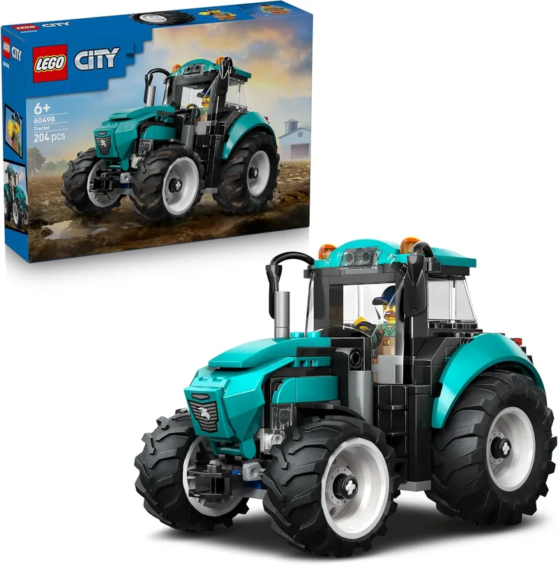 LEGO ▫️ City Toy Trator - Modelo de quinta e veículo agrícola com figura de agricultor - Prenda de aniversário para crianças com mais de 6 anos e entusiastas da engenharia - 60498