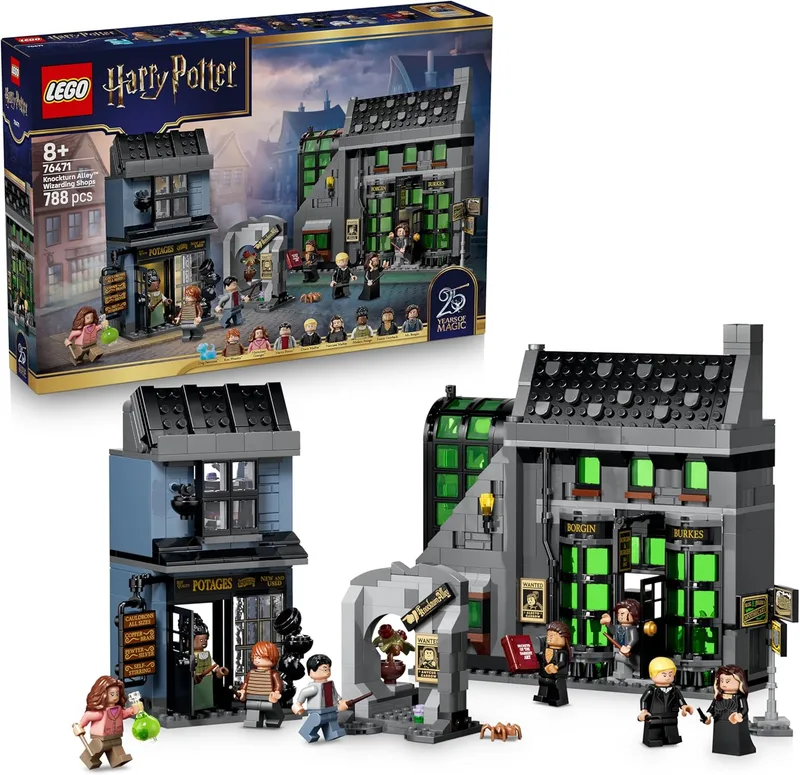LEGO ▫️ Harry Potter: Lojas Mágicas do Beco Knockturn - Conjunto de maquetes com 8 minifiguras e uma figura colecionável do animal Patronus - Presente para meninas e meninos a partir dos 8 anos - 76471