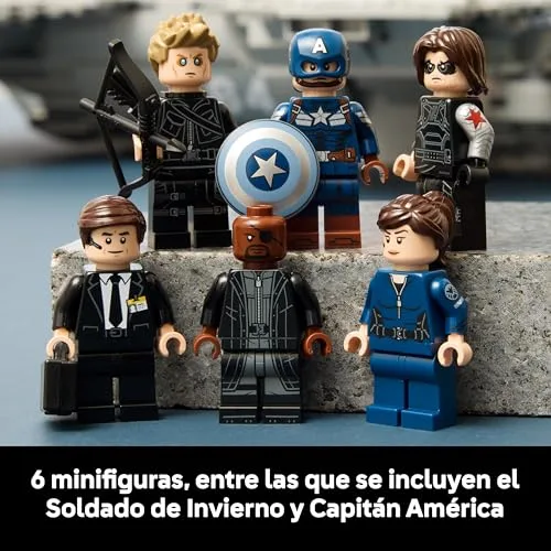 LEGO ▫️ Helitransporte da S.H.I.E.L.D. da Marvel – Kit de construção para adultos: porta-aviões – 6 minifiguras, incluindo o Capitão América e o Nick Fury – Decoração para a estante – Ideia para presente 76354 6