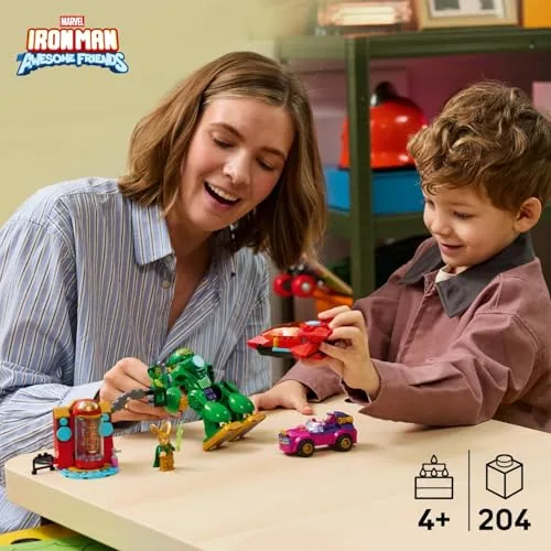 LEGO ▫️ Marvel: Loki vs. Equipa do Homem de Ferro – Super-heróis de brincar com carro, avião, figura de ação e 4 minifiguras – Presente para crianças a partir dos 4 anos e fãs do Homem de Ferro e da sua super-equipa 11211 6