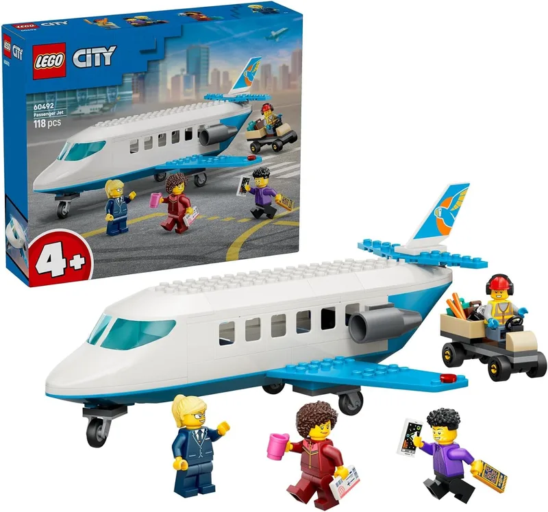 LEGO ▫️ City Avião de Passageiros de Brinquedo – Kit de Maquetes com 4 Minifiguras, incluindo Piloto e Acessórios para Brincadeiras de Viagem – Conjunto Educativo – Presente de Aniversário para Crianças a partir dos 4 anos – 60492