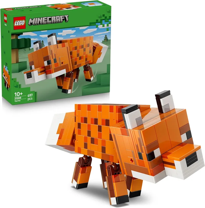 LEGO Minecraft A Raposa - Figura de Animal de Brinquedo Articulada - Modelo 3D com Acessórios - Decoração de Quarto - Prenda de Aniversário Gamer para Rapazes e Raparigas com Mais de 10 Anos - 21588