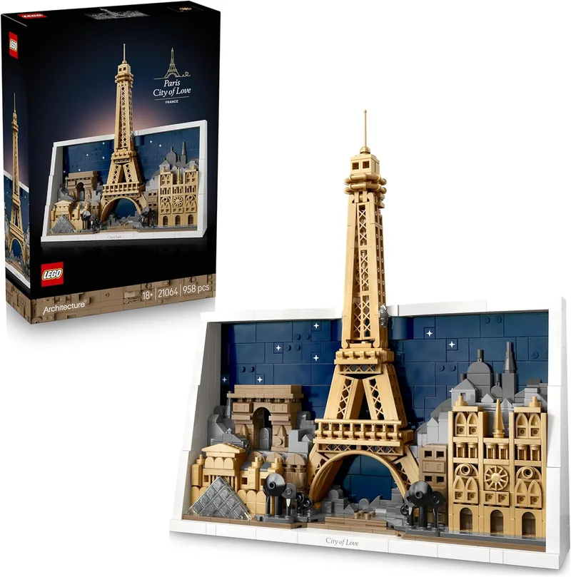 LEGO ▫️ Architecture Paris: Cidade do Amor - Maquete 3D em miniatura para adultos - Decoração de parede para a casa com ícones parisienses, incluindo a Torre Eiffel e a Notre Dame - Presente para viajantes 21064