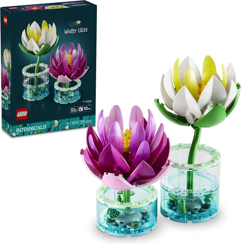 LEGO ▫️ Botanicals Nénufares Artificiais – Conjunto de flores artificiais com 2 plantas em vasos transparentes – Kit de trabalhos manuais e decoração floral – Presente para meninas a partir dos 9 anos e adultos – 11511