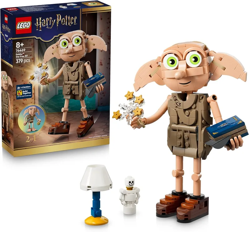 LEGO ▫️ Harry Potter 2 em 1: Dobby, o Elfo – Brinquedo Grátis – Kit de construção transformável numa figura do Kreacher – Decoração para o quarto – Presente para meninas, meninos e fãs a partir dos 8 anos – 76469