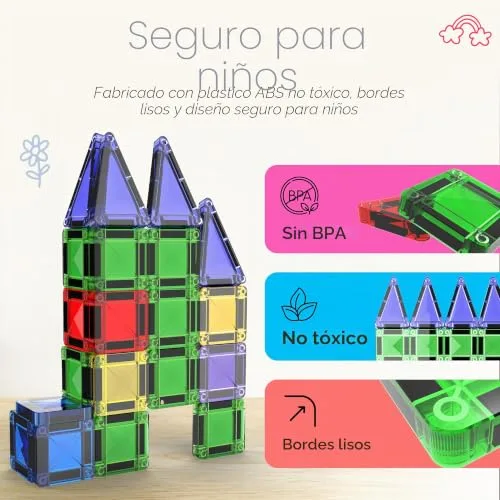 Desire Deluxe ▫️ Micro Blocos Magnéticos de Construção - Brinquedo Educativo STEM de Viagem para Crianças, Brinquedo Sensorial Montessori Magnético para Meninos e Meninas a partir dos 3 anos (28 peças – Multicolorido) 3