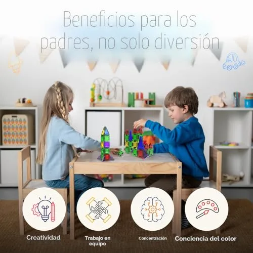 Desire Deluxe ▫️ Micro Blocos Magnéticos de Construção - Brinquedo Educativo STEM de Viagem para Crianças, Brinquedo Sensorial Montessori Magnético para Meninos e Meninas a partir dos 3 anos (28 peças – Multicolorido) 5