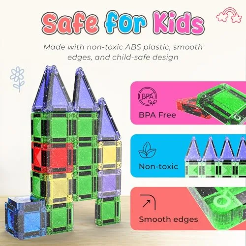 Desire Deluxe ▫️ Micro Blocos Magnéticos de Construção - Brinquedo Educativo STEM de Viagem para Crianças, Brinquedo Sensorial Montessori Magnético para Meninos e Meninas a partir dos 3 anos (28 peças – Brilhante) 3