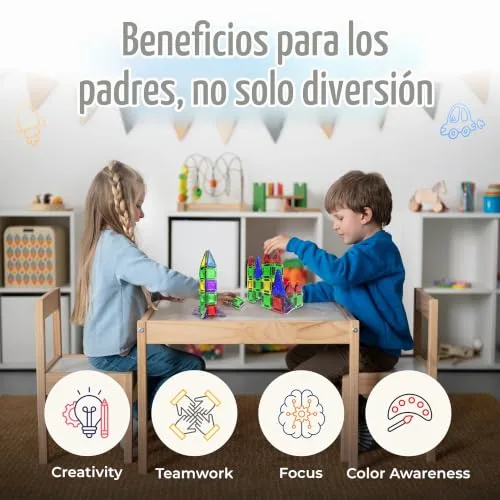 Desire Deluxe ▫️ Micro Blocos Magnéticos de Construção - Brinquedo Educativo STEM de Viagem para Crianças, Brinquedo Sensorial Montessori Magnético para Meninos e Meninas a partir dos 3 anos (28 peças – Brilhante) 5
