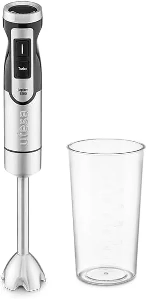 Ufesa ▫️ Varinha mágica Jupiter 1500W, controlo de velocidade variável, ecrã LCD, função Turbo, 4 lâminas de alta eficiência, aço inoxidável, design à prova de salpicos, copo medidor de 600 ml