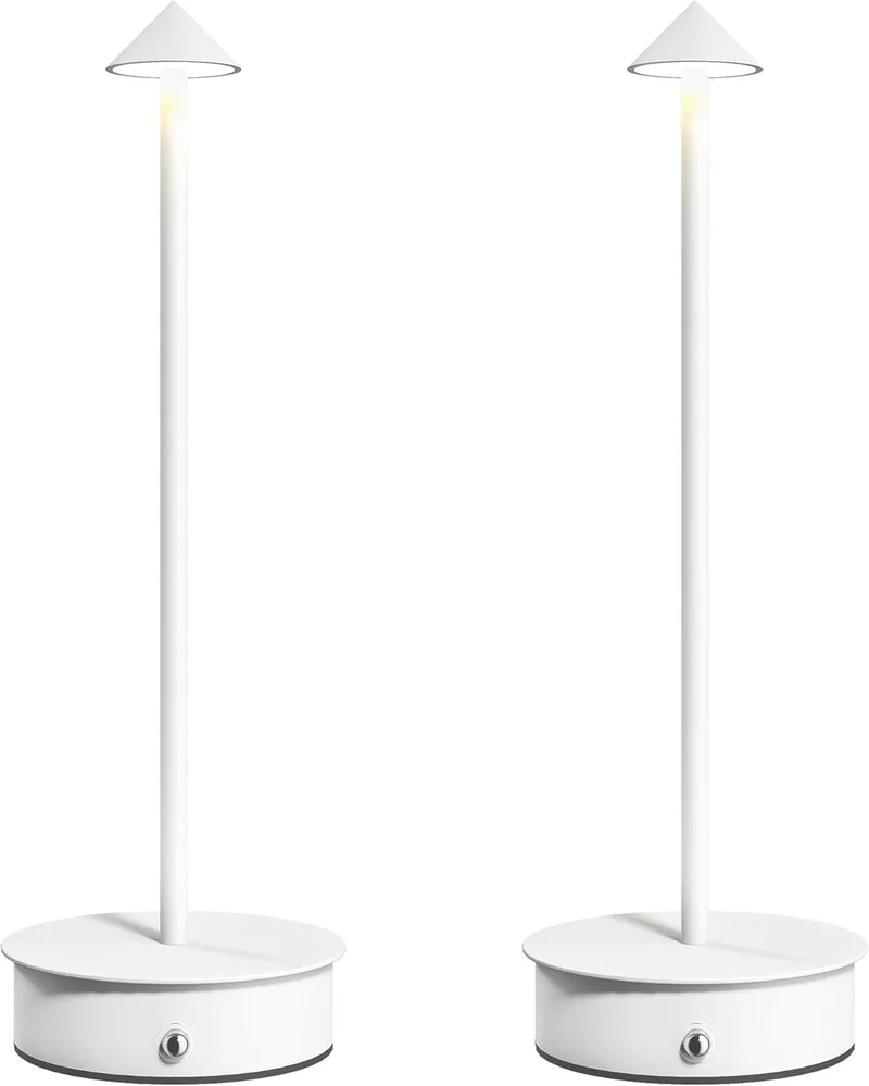 HOMCOM ▫️ Conjunto de 2 candeeiros de mesa recarregáveis por USB, Candeeiros de mesa de cabeceira reguláveis com controlo tátil, 3000K/4500K/6000K, luz LED incluída, para quarto, sala ou escritório, branco