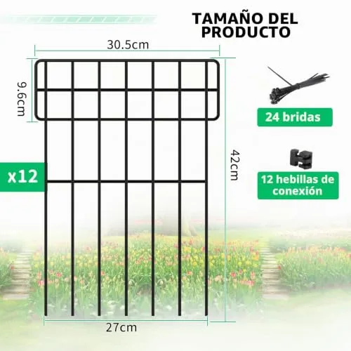 SWAWIS ▫️ 12 peças de vedação de jardim para exterior, 42 x 31 cm, metálica e decorativa 2