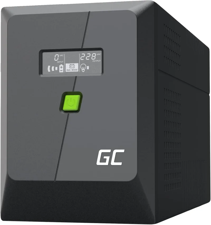 Green Cell ▫️ Greencell UPS 2000 VA 1200 W PowerProof com ecrã LCD - Onda sinusoidal modificada, proteção de energia para dispositivos, proteção contra picos de tensão, fonte de alimentação de emergência para