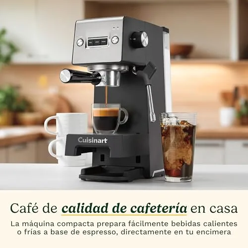 CUISINART ▫️ Máquina de café expresso ® Slim | Café expresso, americano, cold brew | Vaporizador de leite | 15 bar | Porta-filtro sem fundo | Compacta | 1,5 L | Chávenas de viagem 2