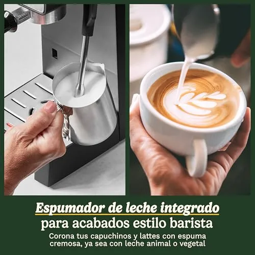 CUISINART ▫️ Máquina de café expresso ® Slim | Café expresso, americano, cold brew | Vaporizador de leite | 15 bar | Porta-filtro sem fundo | Compacta | 1,5 L | Chávenas de viagem 5