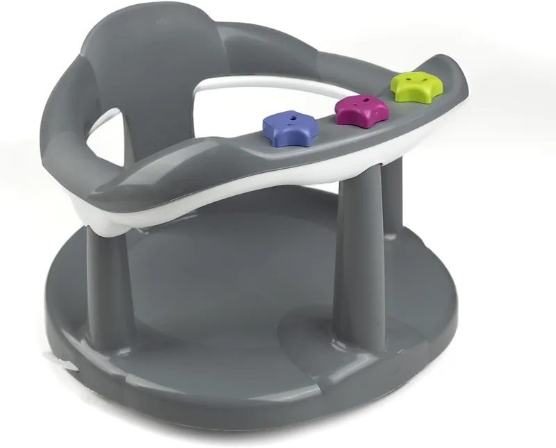 Thermobaby ▫️ Anel de banho para bebé Aquaby - Assento de banho confortável, divertido e estável - Instalação fácil - Dos 7 aos 16 meses - Fabricado em França - Cinzento acastanhado