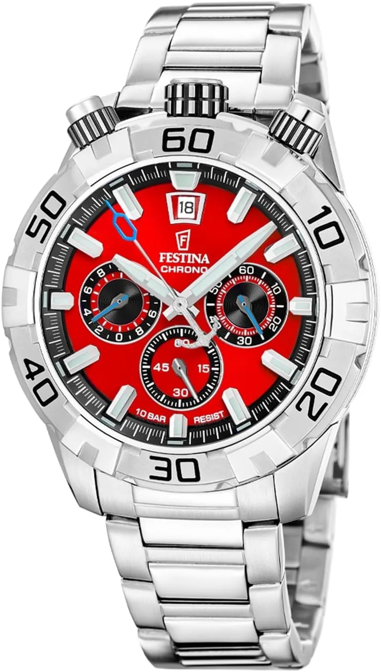 Festina ▫️ Relógio Cronógrafo para Homem em Aço Inoxidável com Bracelete em Aço F20743/5