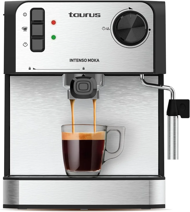 Taurus ▫️ Máquina de Café Máquina de Café Expresso Máquina de Café Expresso 20 bar Intenso Moka | 920647000, Aço inoxidável