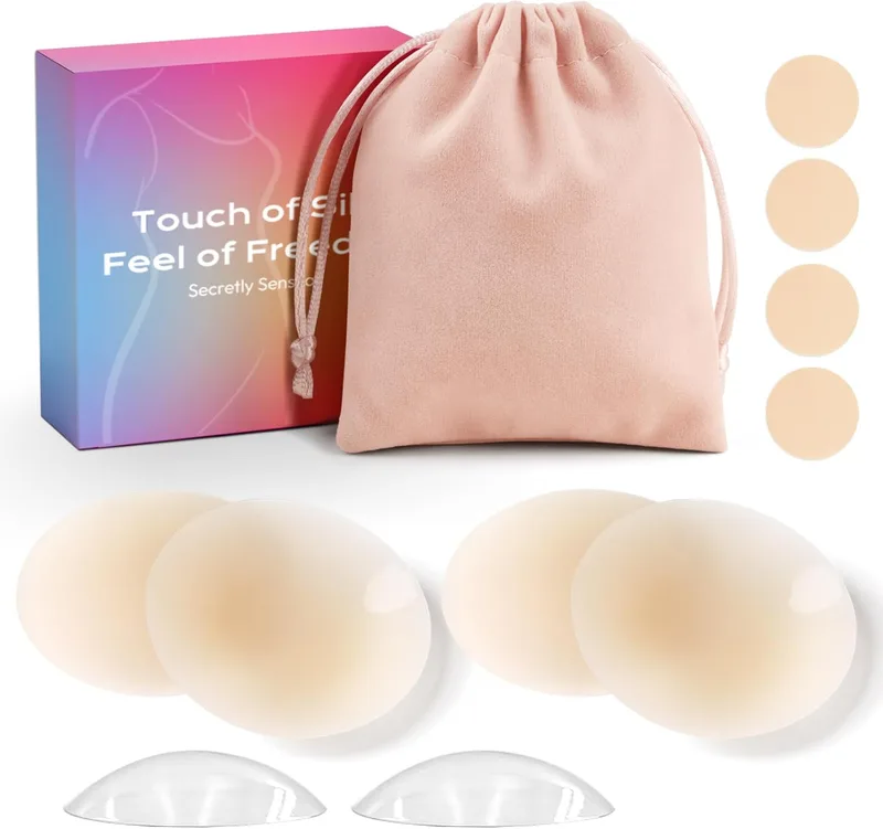 daidora ▫️ 2 pares de protectores adesivos de silicone invisíveis, à prova de água, reutilizáveis e invisíveis, com bolsa de arrumação