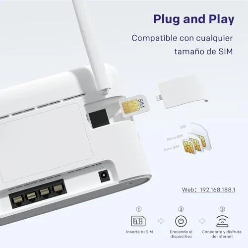 Strong ▫️ Router Wi-Fi N300 Mbps 4G com cartão SIM, rede 4G Cat4 LTE, antenas externas fixas, portas WAN/LAN de 100 Mbps, router com cartão SIM, Plug and Play, rede segura (4GROUTER360) 3