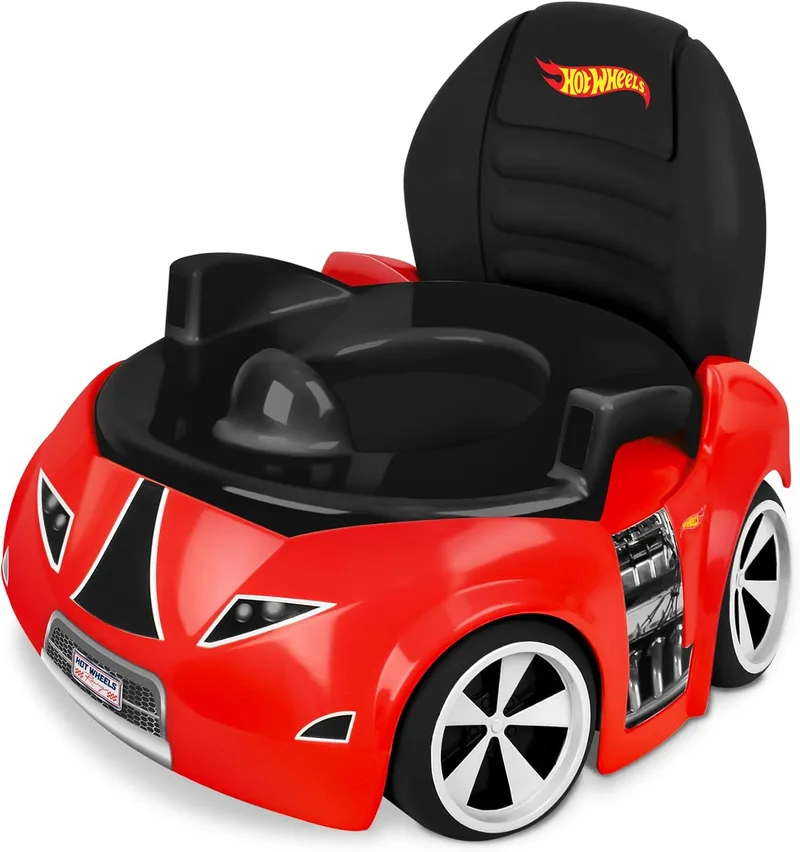 Hot Wheels ▫️ Sanita de treino para ir à casa de banho, inclui assento de sanita amovível para crianças pequenas e penico para crianças, a partir dos 12 meses, vermelho