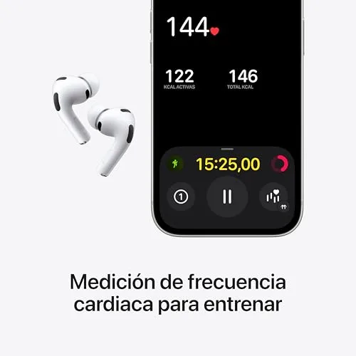Apple ▫️ AirPods Pro 3: Auscultadores sem fios com cancelamento ativo de ruído, medição da frequência cardíaca, Bluetooth, Áudio Espacial, som de alta fidelidade e carregamento por USB-C 3