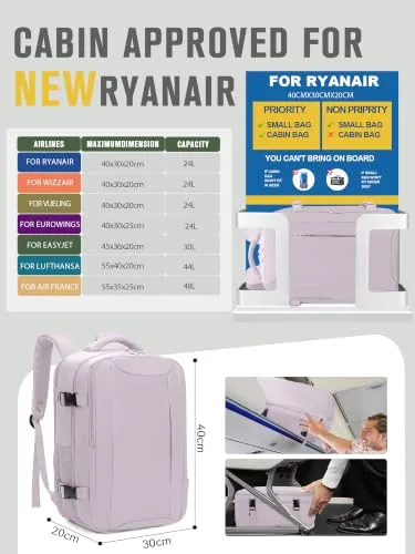 Hayayu ▫️ Mochila de viagem para cabine de avião 40x30x20 – Malas de viagem para cabine 40x30x20 2