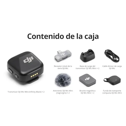 DJI ▫️ Mic Mini (2 transmissores + 1 recetor móvel), microfone de lapela sem fios para iPhone 17/16/15 e Android/PC/tablets, ligar e pronto, alcance de 300 m, cancelamento ativo de ruído, vlogs 7
