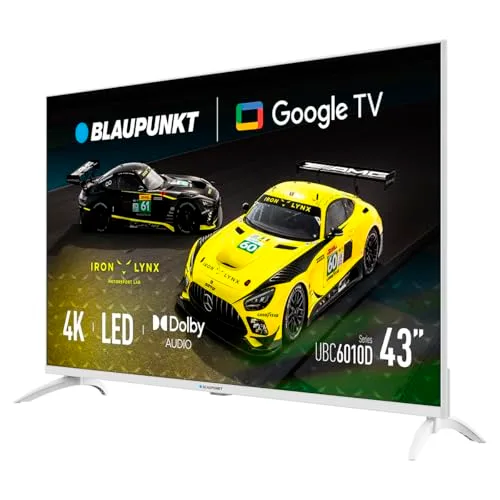 BLAUPUNKT ▫️ Smart TV 4K 43UBG6010S, 108 cm (43 polegadas), LED LCD, Google TV, Bluetooth e Wi-Fi, HDR, Dolby Atmos, cor branca 3