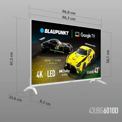BLAUPUNKT ▫️ Smart TV 4K 43UBG6010S, 108 cm (43 polegadas), LED LCD, Google TV, Bluetooth e Wi-Fi, HDR, Dolby Atmos, cor branca 7