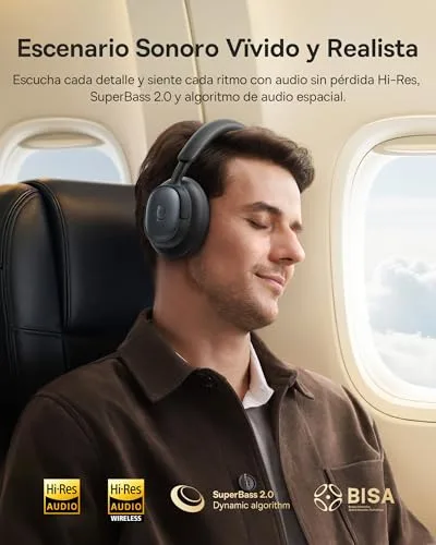Baseus ▫️ Auscultadores Bluetooth MH1, cancelamento de ruído altamente eficaz de -48 dB, arnês monolítico com Hi-Res e LDAC (80 horas de reprodução, chamadas nítidas de 5 microns, CloudComfort Soft) 2