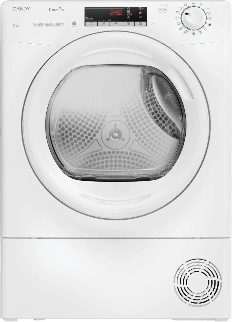 CANDY ▫️ Smart Pro Inverter CRO EH10N2TE-S, Secadora de 10 kg, Bomba de calor, Painel Smart Touch, Wi-Fi, Aplicação hOn, 14 Ciclos, 3 Rápidos, Certificado para Secagem de Lã, Snap & Dry, Início Diferido 24H, 64 dB, Branco