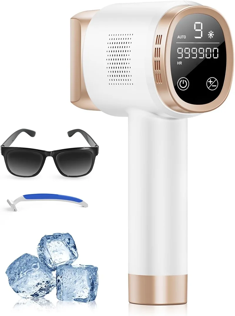 Deplite ▫️ 21J Depilador a laser com função de refrigeração, 600-1200 nm, depilador a luz pulsada com 9 níveis de energia, ecrã tátil LCD para mulheres e homens, zona do biquíni, axilas, rosto, corpo, branco