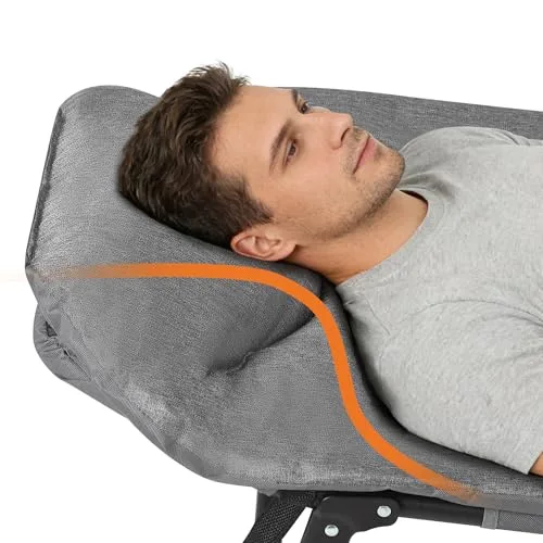 Thaookte ▫️ Cama de campismo dobrável, espreguiçadeira dobrável, cama de campismo com colchão e bolso lateral, para exterior, interior, jardim, campismo, 190 x 65 x 30 cm 6
