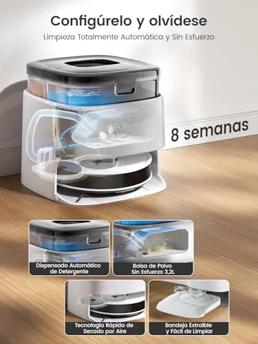 Lefant ▫️ Robô aspirador e esfregador M3L, 220 min, sucção de 10 000 Pa, navegação dToF, esfregamento com dupla rotação, lavagem e secagem automáticas, esvaziamento automático de 3,2 L, escovas anti-emaranhamento 2