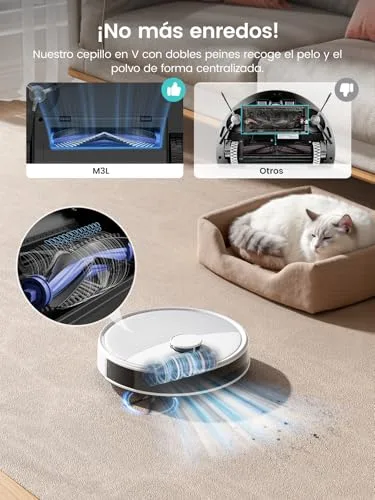 Lefant ▫️ Robô aspirador e esfregador M3L, 220 min, sucção de 10 000 Pa, navegação dToF, esfregamento com dupla rotação, lavagem e secagem automáticas, esvaziamento automático de 3,2 L, escovas anti-emaranhamento 5