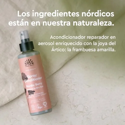 Urtekram ▫️ Condicionador em Spray Nordic Berry – 250 ml – Sem enxaguamento – Para cabelo normal ou seco – Com chia, aloé vera e amora nórdica – Vegano e natural – Hidratação leve, 250 ml 2