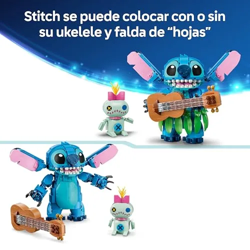 LEGO ▫️ Brinquedos Stitch e Scrump da Disney – 2 Figuras com Acessórios, incluindo ukulele e peluche – Decoração para o quarto – Presente de aniversário para meninas e meninos a partir dos 9 anos e fãs – 43296 6