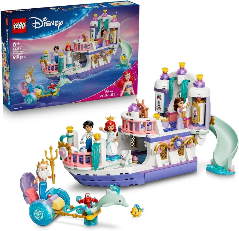 LEGO ▫️ Disney Princess: Barco do Casamento Real da Ariel 43299