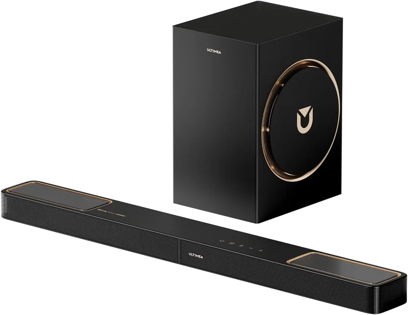 ULTIMEA ▫️ Barra de Som 3.1.2 canais para TV com subwoofer de 6,5", sistema surround para cinema em casa, Bluetooth 5.4, HDMI eARC, Skywave F30 Boom