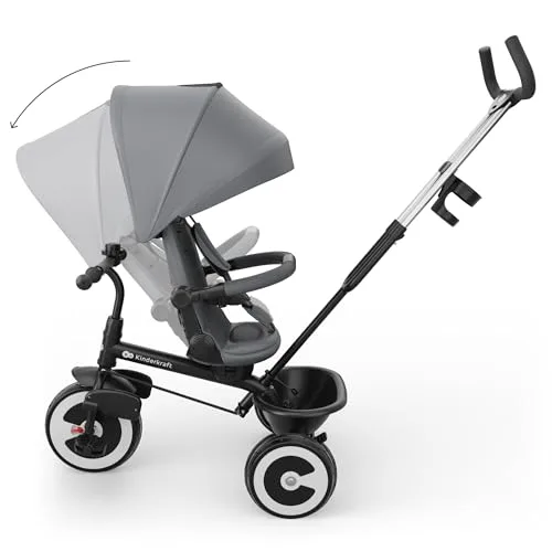 Kinderkraft ▫️ Aston 2 Pro Triciclo Evolutivo, Bicicleta sem pedais, Bicicleta para bebés, para crianças, Cinto de segurança, com acessórios, Suporte para copos, Cesto, dos 9 meses aos 25 kg, Cinzento 6