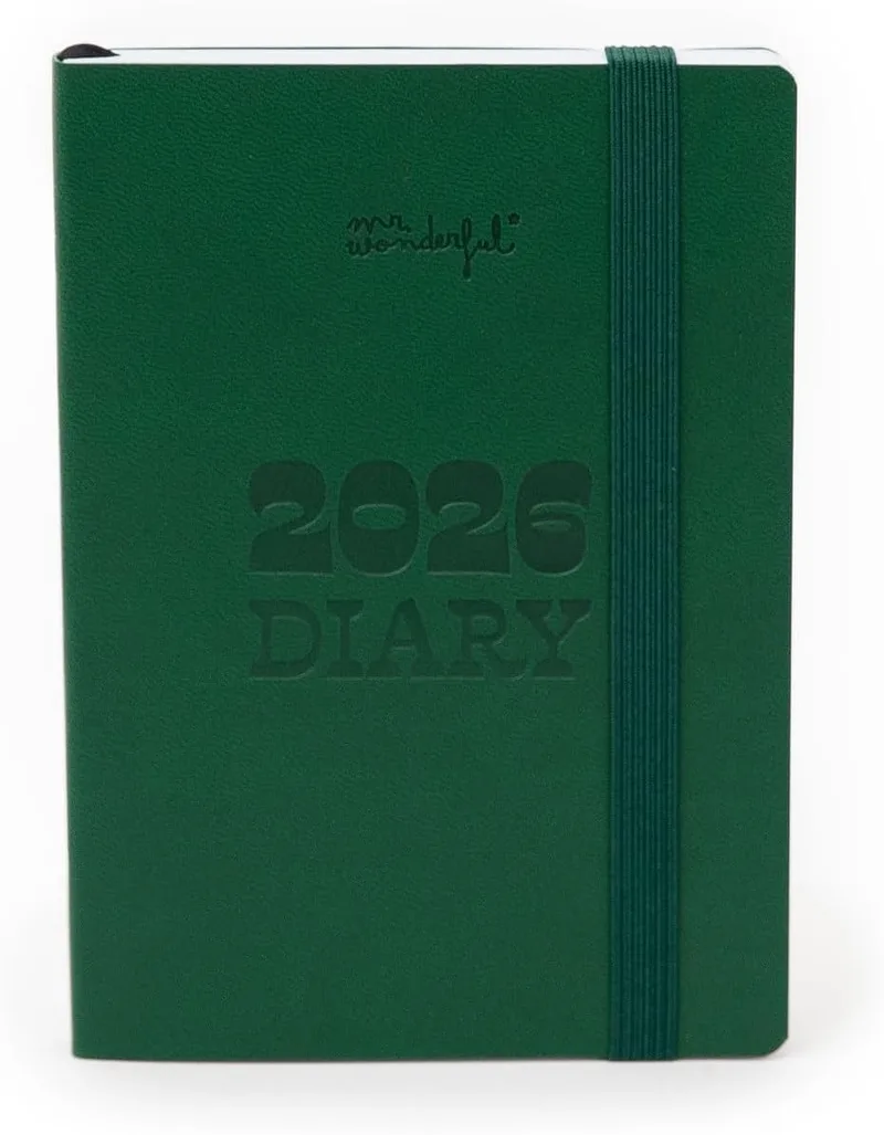 Mr. Wonderful ▫️ Agenda anual 2026 Tamanho de bolso A6 - Semana a semana - Verde