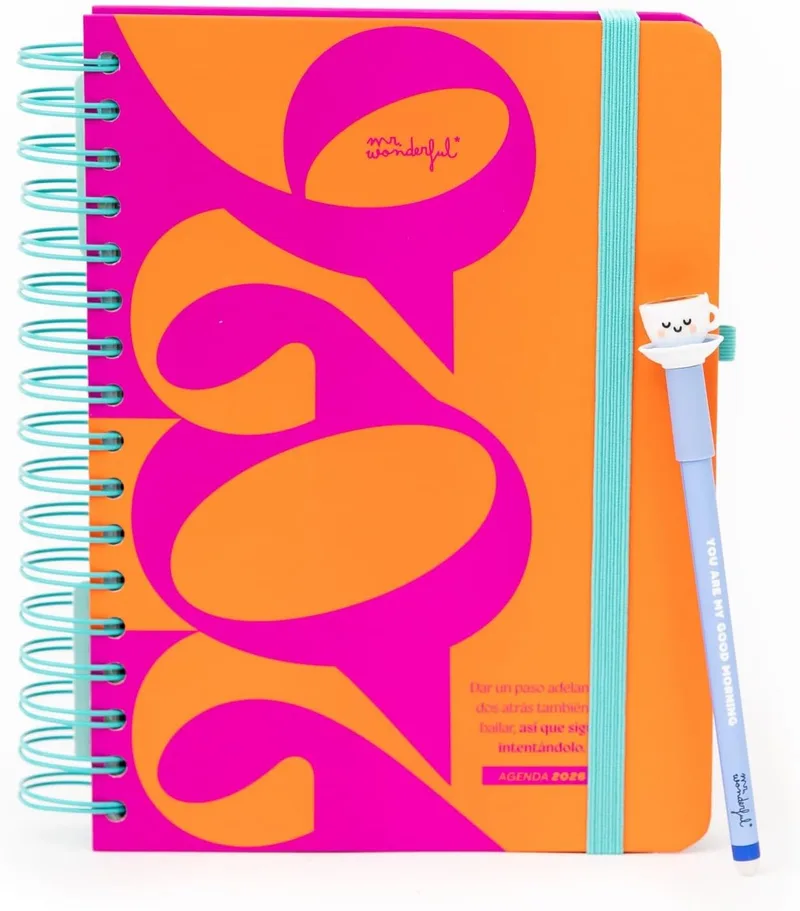Mr. Wonderful ▫️ Agenda anual Wonder 2026 + Caneta esferográfica apagável Bobo - Continue a tentar